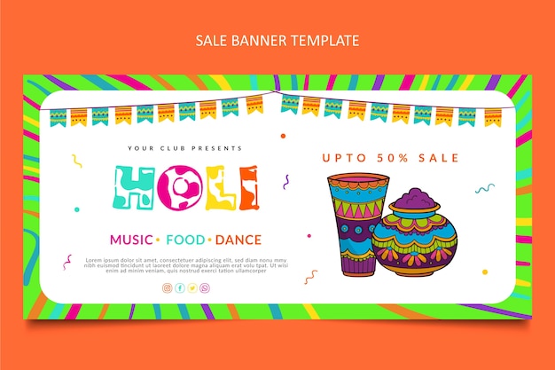 Handgetekende holi sale horizontale banner