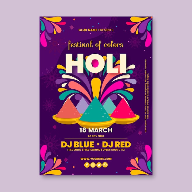 Handgetekende holi verticale postersjabloon