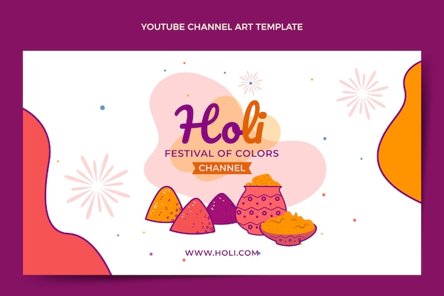 Gratis vector handgetekende holi youtube-kanaalkunst