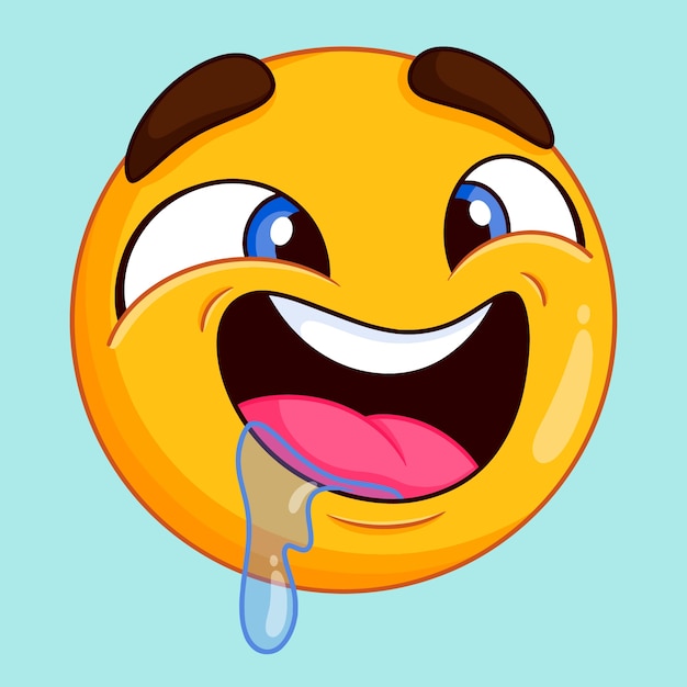 Handgetekende hongerige emoji illustratie