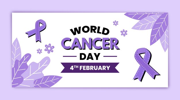 Handgetekende horizontale banner voor wereldkankerdag