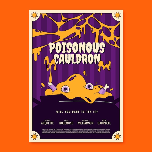 Gratis vector handgetekende horrorfilm poster sjabloon