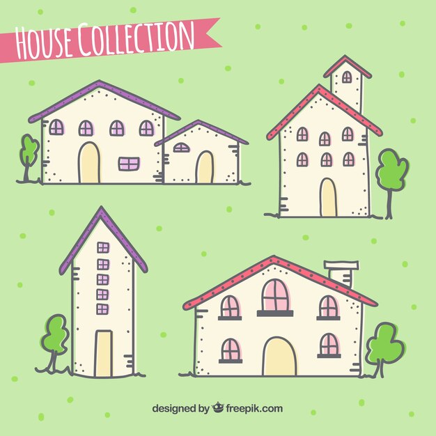 Gratis vector handgetekende huis inzameling