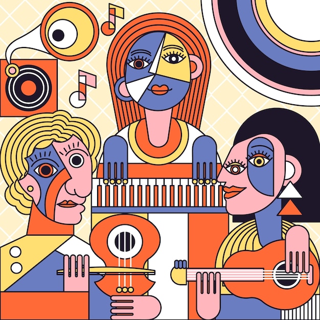 Handgetekende illustratie in picasso-stijl