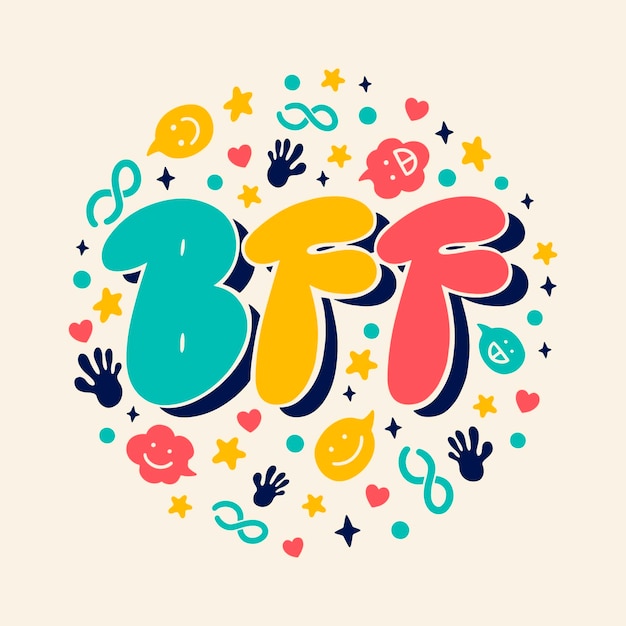 Gratis vector handgetekende illustratie van bff-tekst