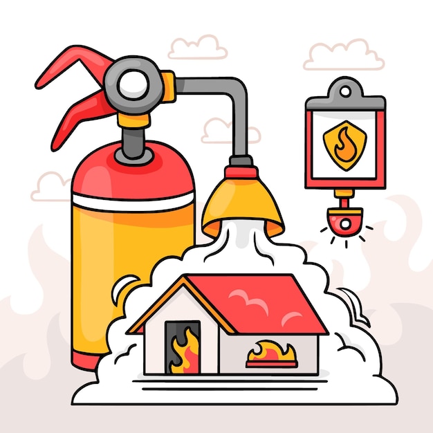 Handgetekende illustratie van brandpreventie