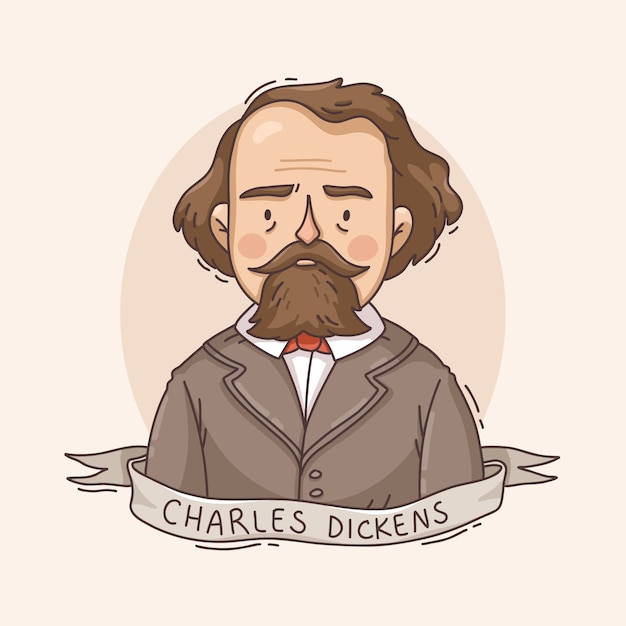 Gratis vector handgetekende illustratie van charles dickens