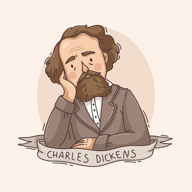 Gratis vector handgetekende illustratie van charles dickens