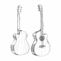 Gratis vector handgetekende illustratie van de contouren van een akoestische gitaar