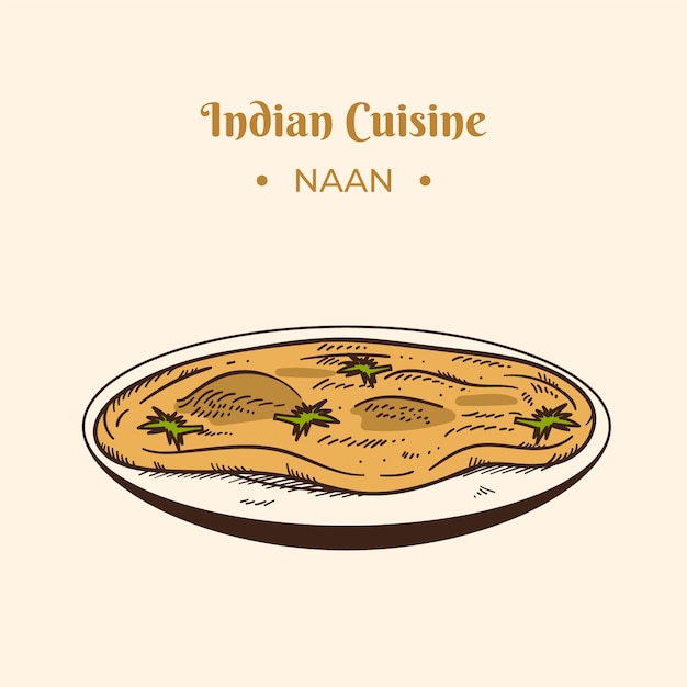 Handgetekende illustratie van de Indiase keuken