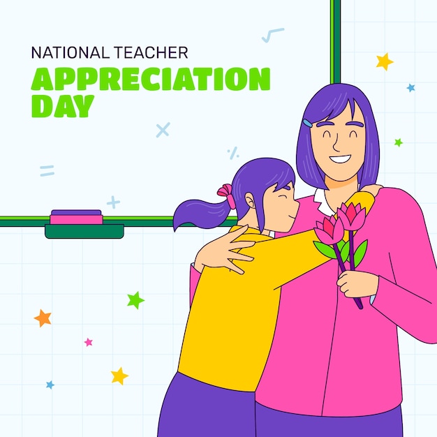 Gratis vector handgetekende illustratie van de nationale dag van waardering voor leraren