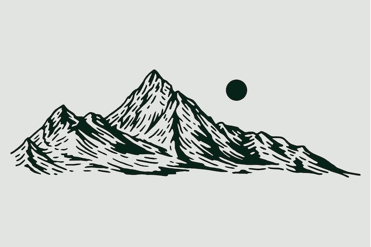 Gratis Vector handgetekende illustratie van de omtrek van de berg