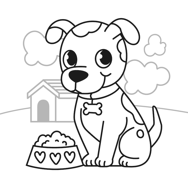 Gratis Vector handgetekende illustratie van de omtrek van de hond