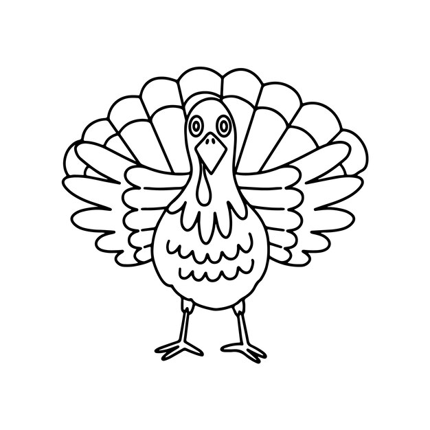 Handgetekende illustratie van de omtrek van de kalkoen