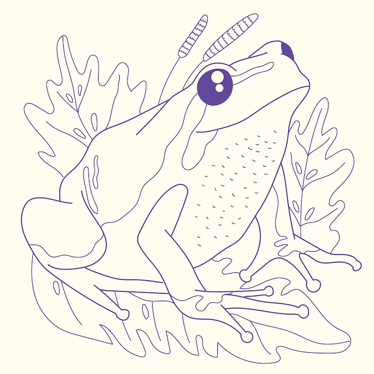 Gratis Vector handgetekende illustratie van de omtrek van een kikker
