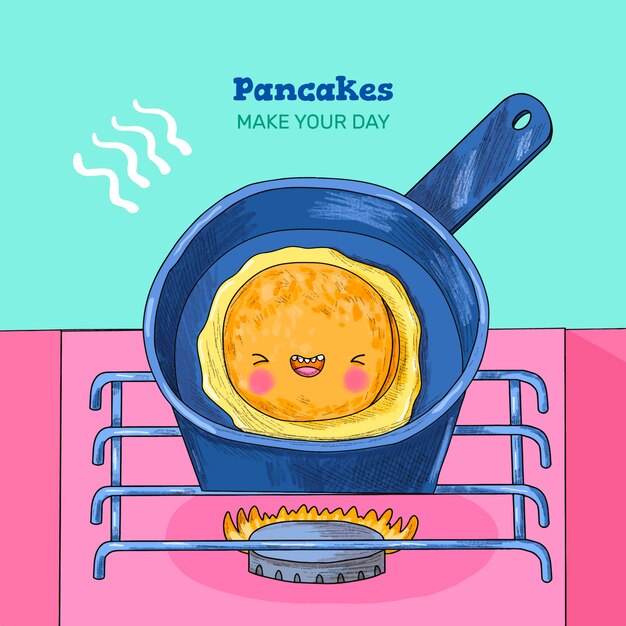 Handgetekende illustratie van de pannenkoekdag