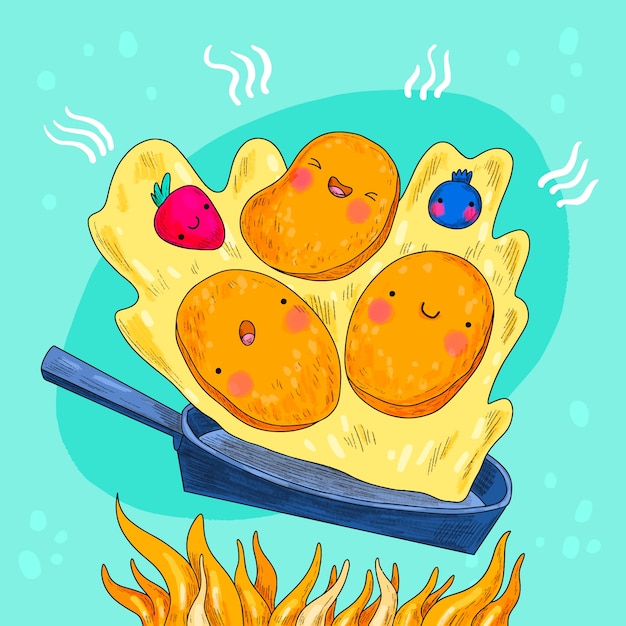 Gratis vector handgetekende illustratie van de pannenkoekdag