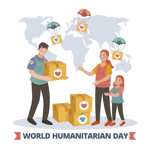 Handgetekende illustratie van de wereld humanitaire dag