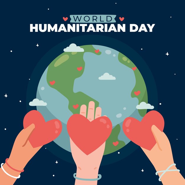 Handgetekende illustratie van de wereld humanitaire dag