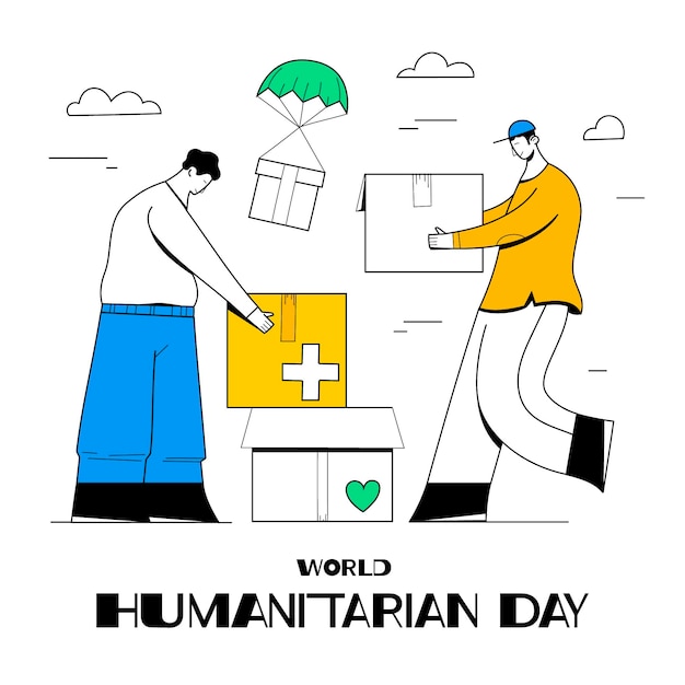 Handgetekende illustratie van de wereld humanitaire dag