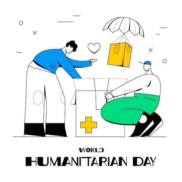 Handgetekende illustratie van de wereld humanitaire dag