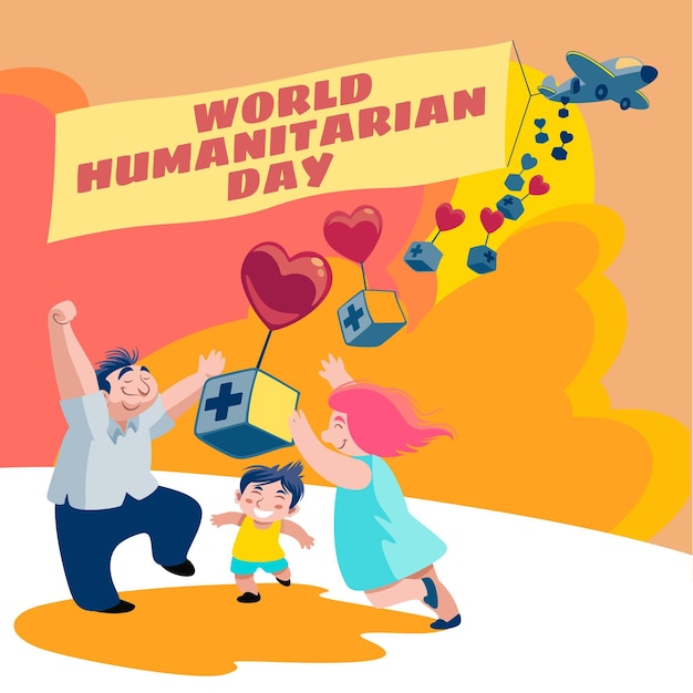 Handgetekende illustratie van de wereld humanitaire dag