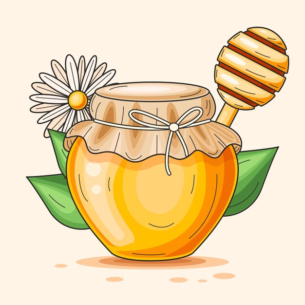 Handgetekende illustratie van een honingpot
