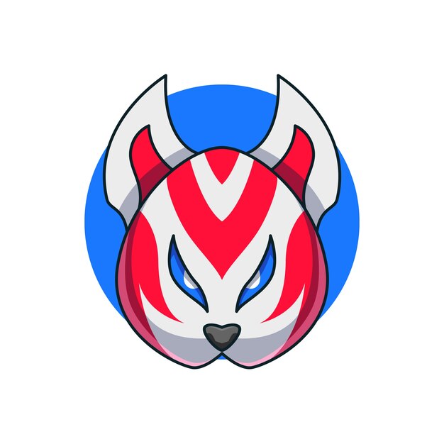 Handgetekende illustratie van een kitsune-masker