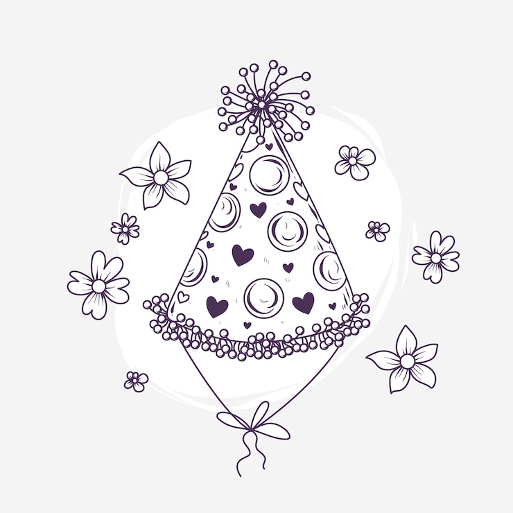 Gratis Vector handgetekende illustratie van een verjaardagshoed