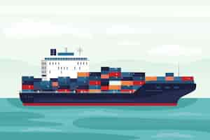 Gratis vector handgetekende illustratie van het containerschip