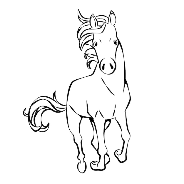 Handgetekende illustratie van het contour van het paard