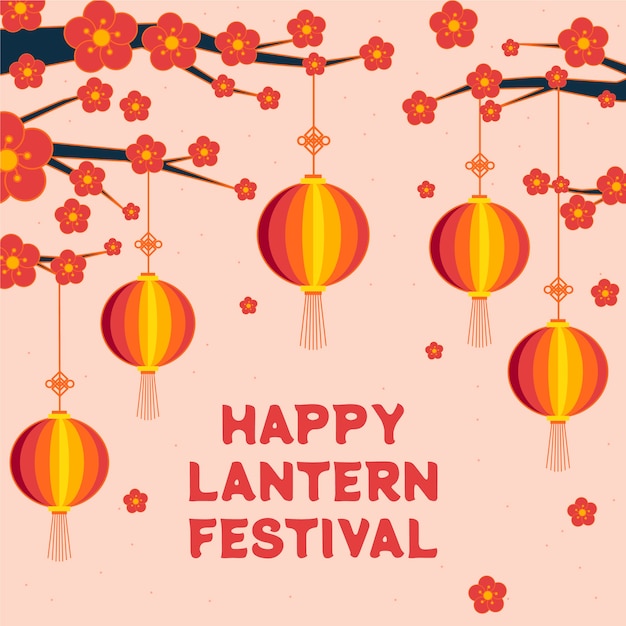 Handgetekende illustratie van het lantaarnfestival