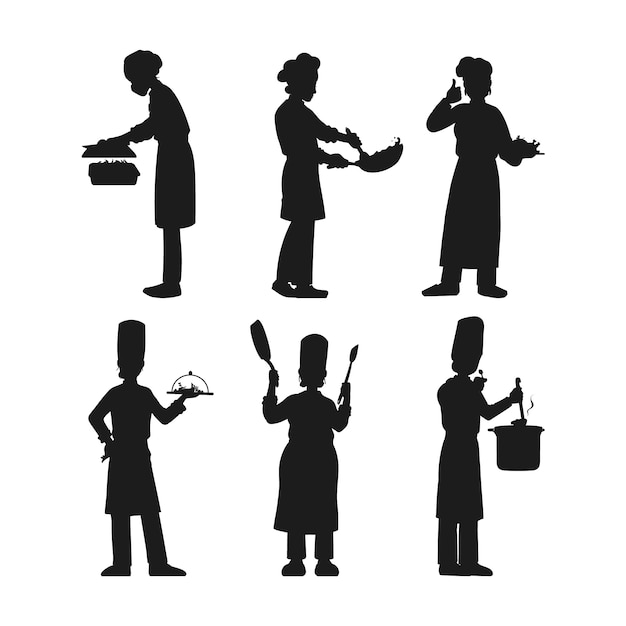 Gratis vector handgetekende illustratie van het silhouet van de chef-kok