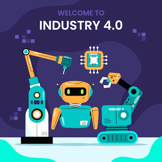 Gratis vector handgetekende illustratie van industrie 4.0