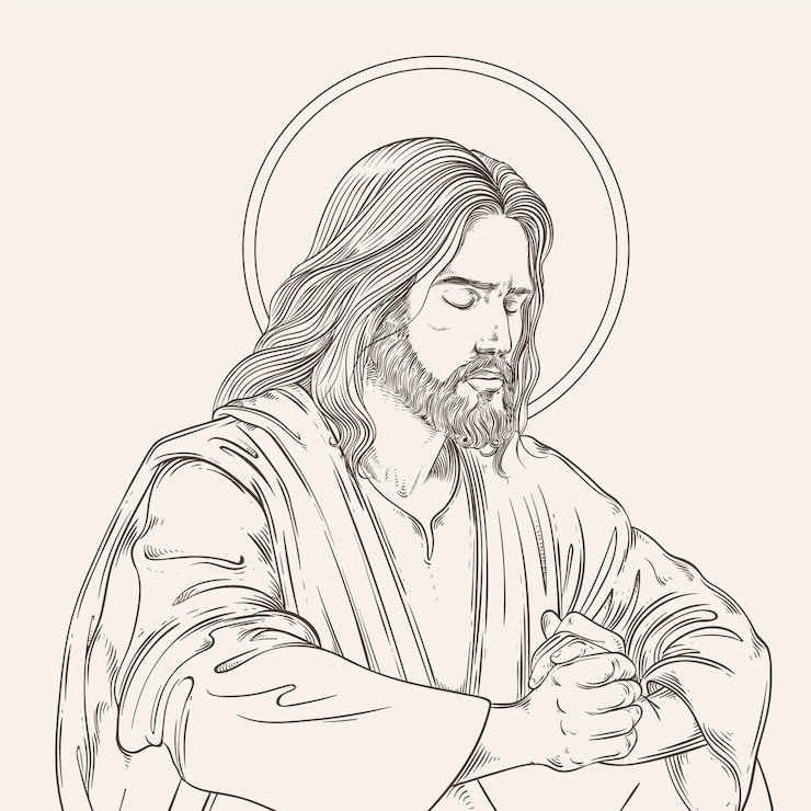 Gratis Vector handgetekende illustratie van jezus