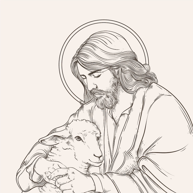 Gratis Vector handgetekende illustratie van jezus