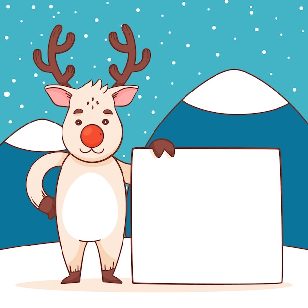 Gratis vector handgetekende illustratie van kerstkarakter met lege banner