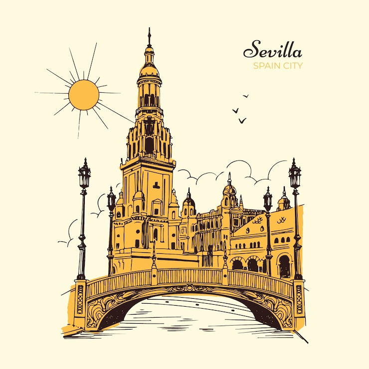 Gratis Vector handgetekende illustratie van sevilla