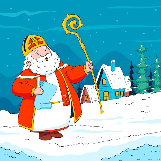 Gratis vector handgetekende illustratie van sinterklaas