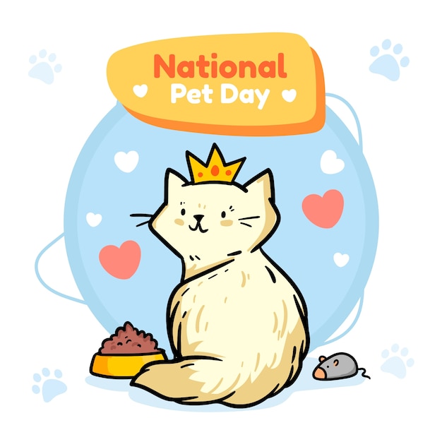 Gratis vector handgetekende illustratie voor de nationale dag van huisdieren