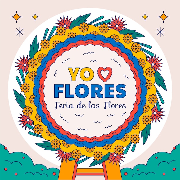 Gratis vector handgetekende illustratie voor de viering van de colombiaanse feria de las flores