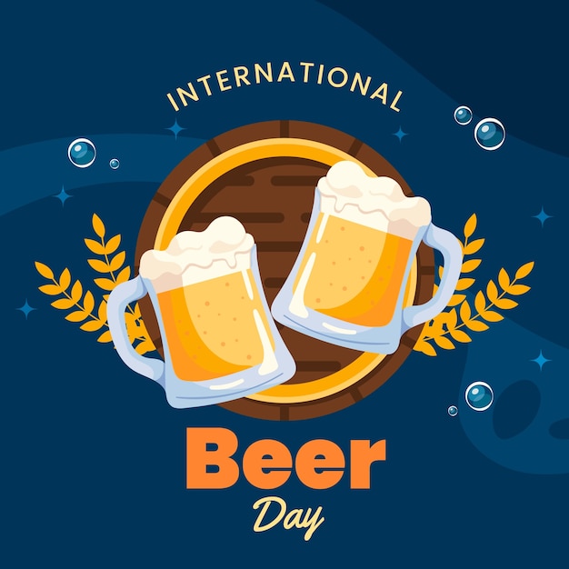 Handgetekende illustratie voor de viering van de internationale bierdag