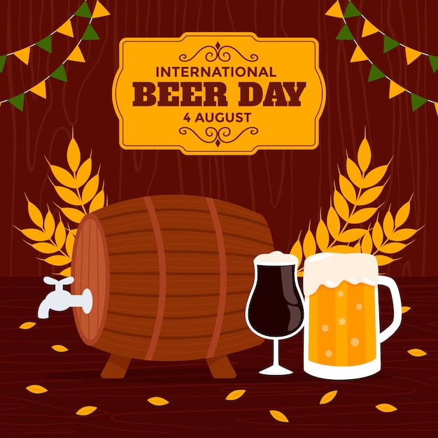 Gratis vector handgetekende illustratie voor de viering van de internationale bierdag