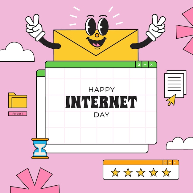Gratis vector handgetekende illustratie voor de viering van de internationale internetdag
