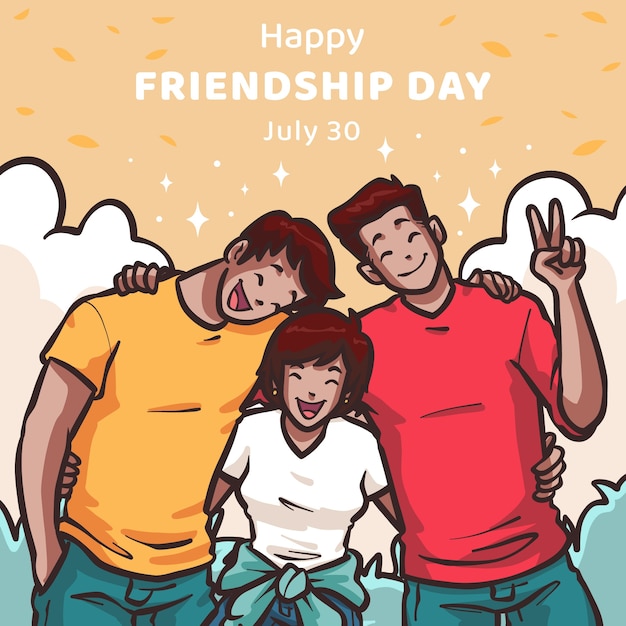 Gratis vector handgetekende illustratie voor de viering van de internationale vriendschapsdag