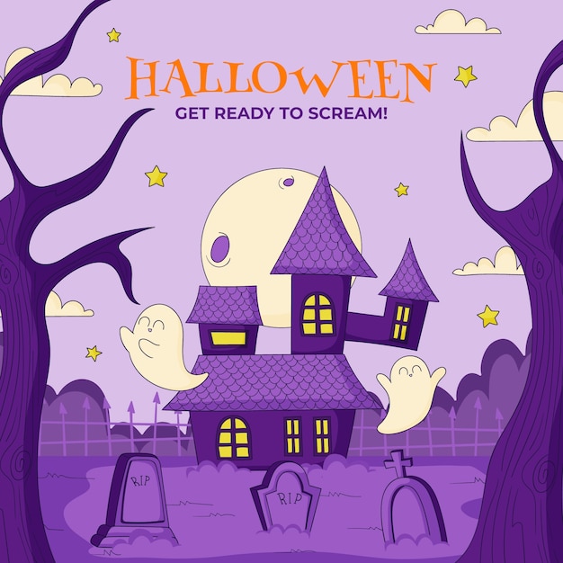 Gratis vector handgetekende illustratie voor de viering van het halloween-seizoen