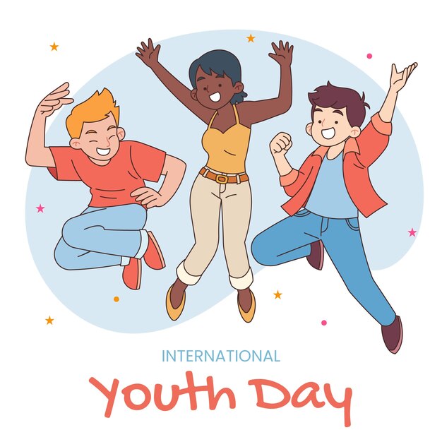 Handgetekende illustratie voor internationale jeugddagviering