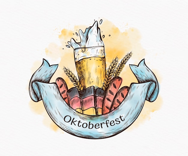 Handgetekende illustratie voor oktoberfest festival