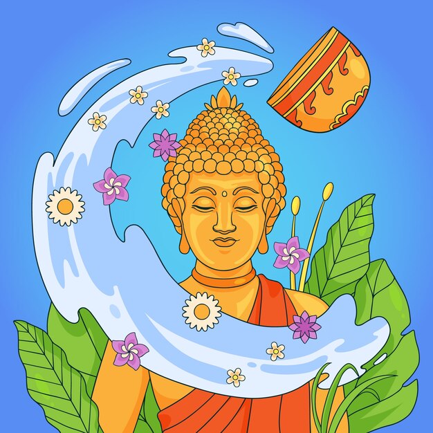 Gratis vector handgetekende illustratie voor songkran waterfestival