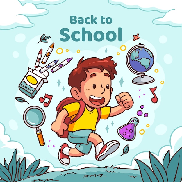 Gratis vector handgetekende illustratie voor terug naar school-evenement